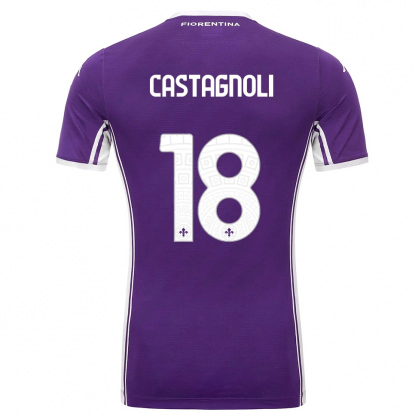 Danxen Enfant Maillot Filippo Castagnoli #18 Violet Blanc Tenues Domicile 2025/26 T-Shirt