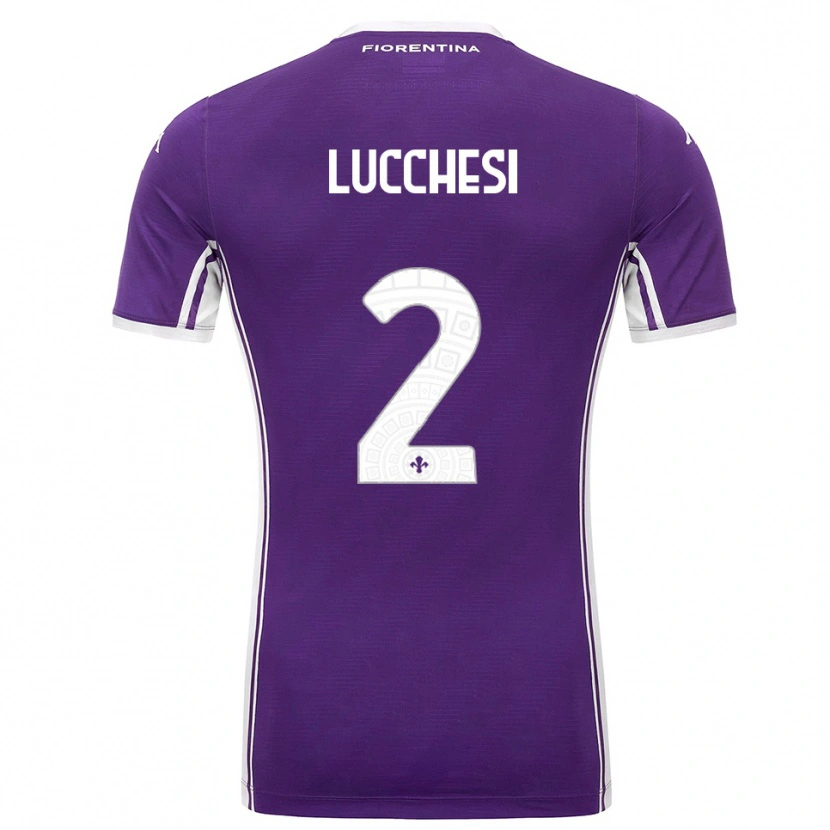 Danxen Enfant Maillot Andrea Lucchesi #2 Violet Blanc Tenues Domicile 2025/26 T-Shirt