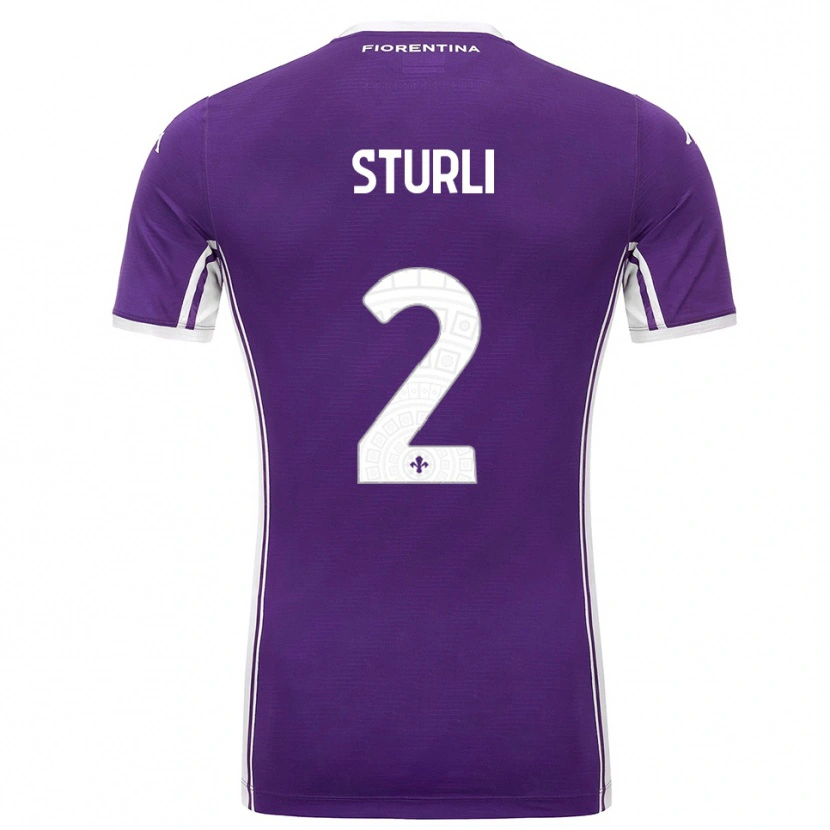 Danxen Enfant Maillot Edoardo Sturli #2 Violet Blanc Tenues Domicile 2025/26 T-Shirt