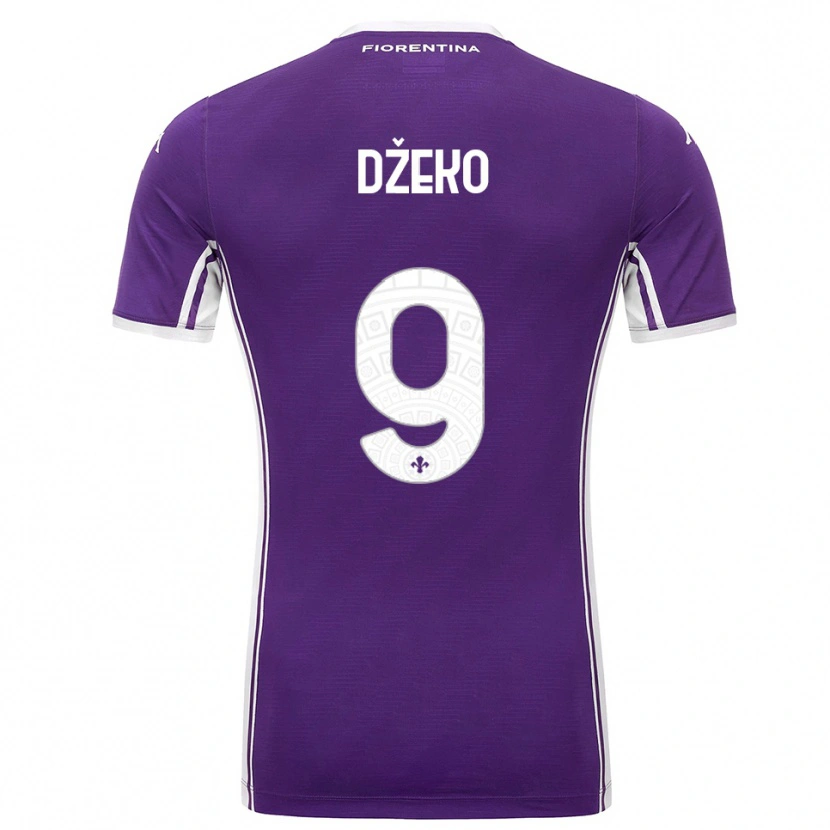 Danxen Enfant Maillot Edin Džeko #9 Violet Blanc Tenues Domicile 2025/26 T-Shirt
