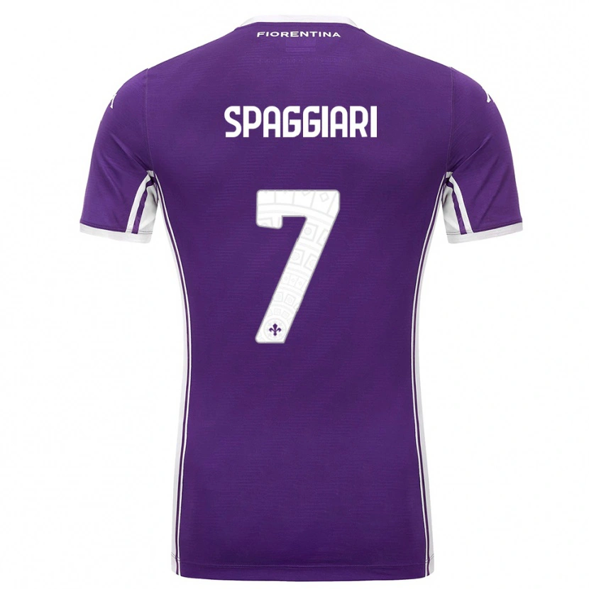 Danxen Enfant Maillot Riccardo Spaggiari #7 Violet Blanc Tenues Domicile 2025/26 T-Shirt