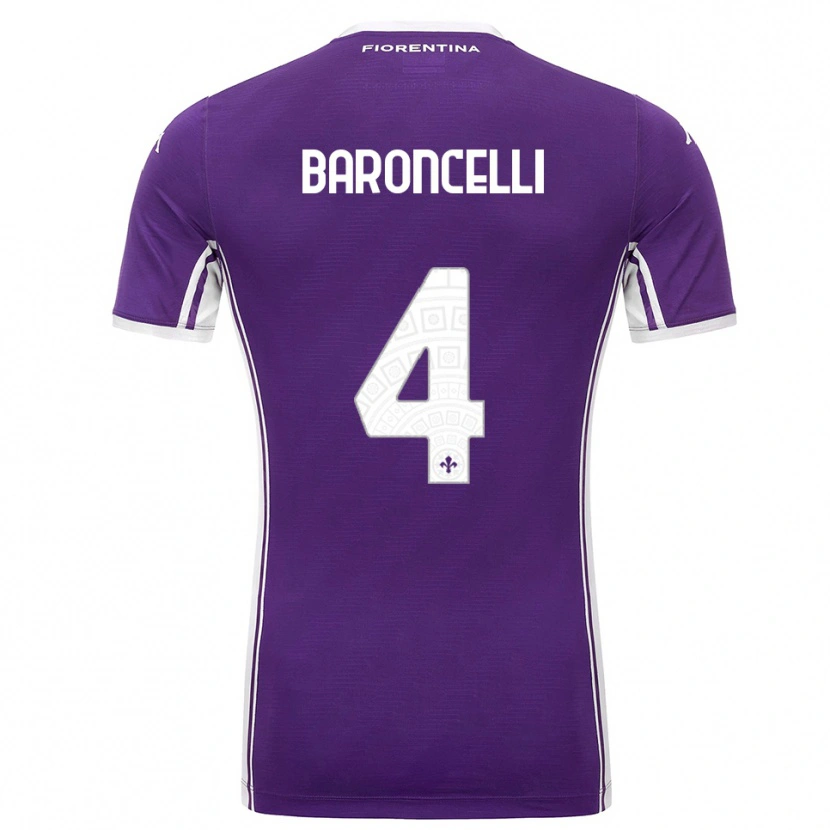 Danxen Enfant Maillot Leonardo Baroncelli #4 Violet Blanc Tenues Domicile 2025/26 T-Shirt