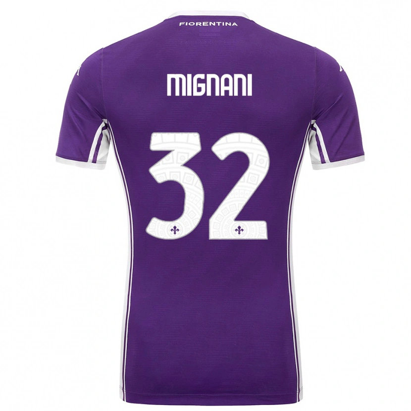 Danxen Enfant Maillot Carlo Mignani #32 Violet Blanc Tenues Domicile 2025/26 T-Shirt