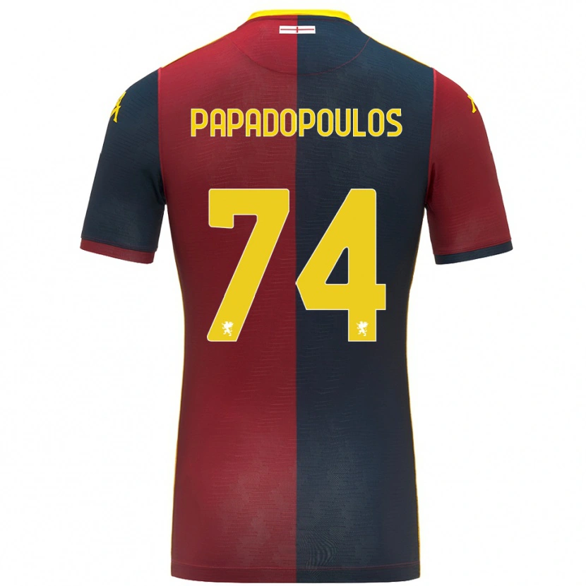 Danxen Enfant Maillot Christos Papadopoulos #74 Rouge Bleu Roi Tenues Domicile 2025/26 T-Shirt