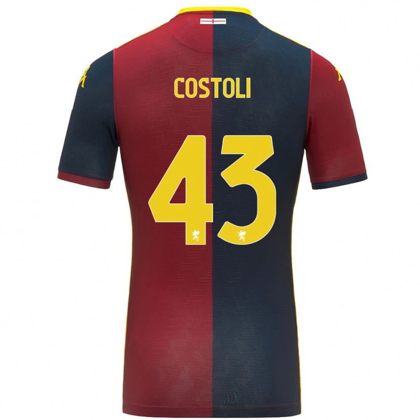 Danxen Enfant Maillot Lorenzo Costoli #43 Rouge Bleu Roi Tenues Domicile 2025/26 T-Shirt