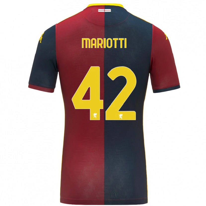 Danxen Enfant Maillot Andrea Mariotti #42 Rouge Bleu Roi Tenues Domicile 2025/26 T-Shirt