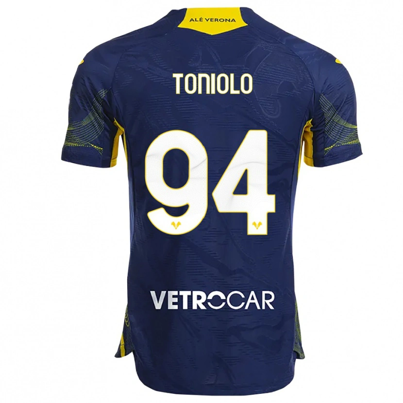 Danxen Enfant Maillot Giacomo Toniolo #94 Marine Jaune Tenues Domicile 2025/26 T-Shirt