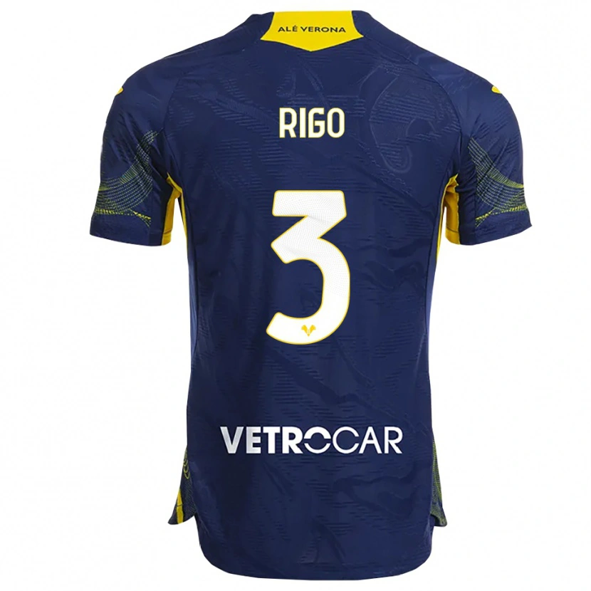 Danxen Enfant Maillot Mattia Rigo #3 Marine Jaune Tenues Domicile 2025/26 T-Shirt