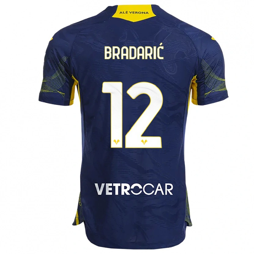 Danxen Enfant Maillot Domagoj Bradarić #12 Marine Jaune Tenues Domicile 2025/26 T-Shirt