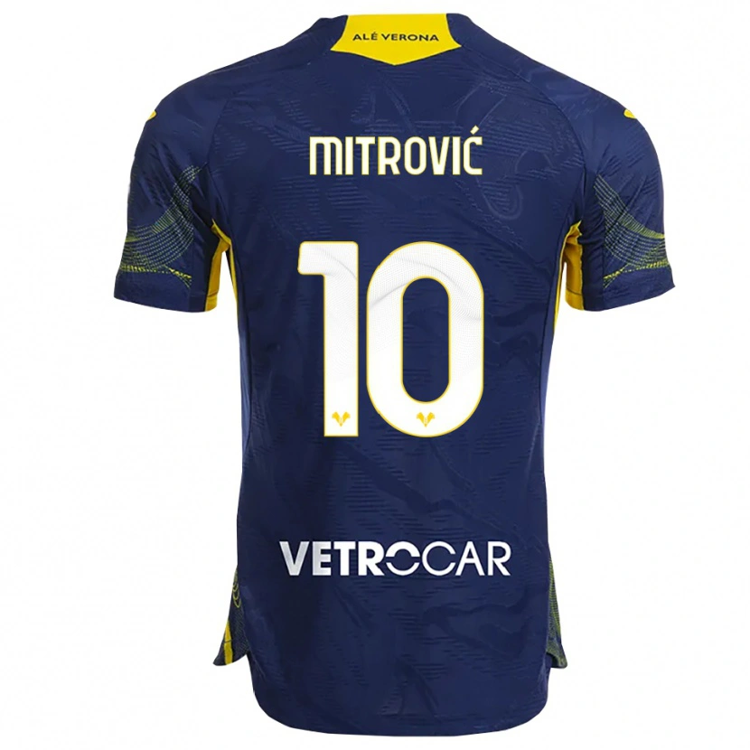 Danxen Enfant Maillot Stefan Mitrović #10 Marine Jaune Tenues Domicile 2025/26 T-Shirt