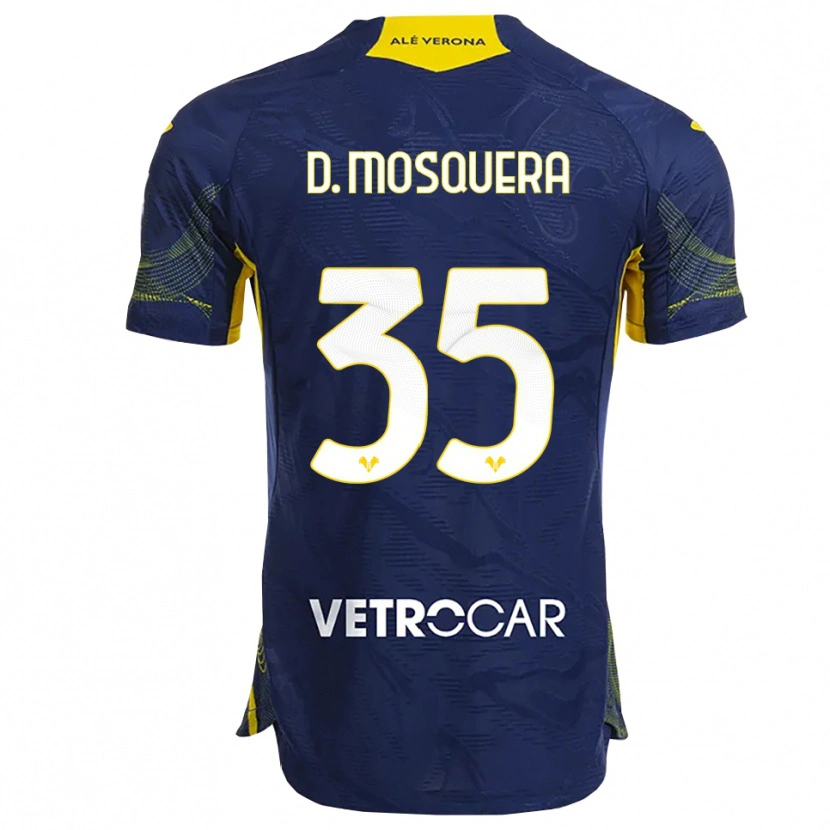 Danxen Enfant Maillot Daniel Mosquera #35 Marine Jaune Tenues Domicile 2025/26 T-Shirt
