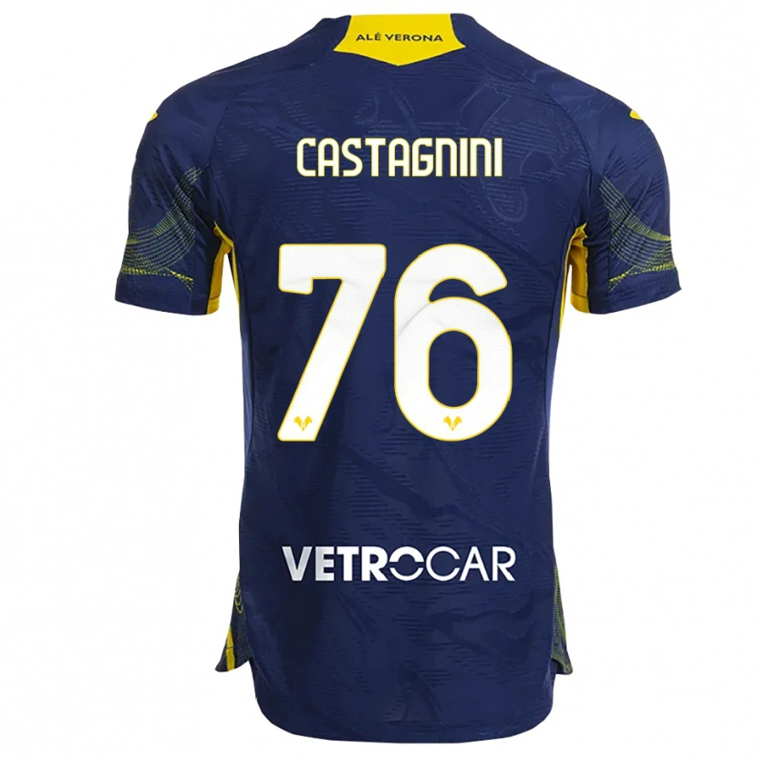 Danxen Enfant Maillot Mirko Castagnini #76 Marine Jaune Tenues Domicile 2025/26 T-Shirt