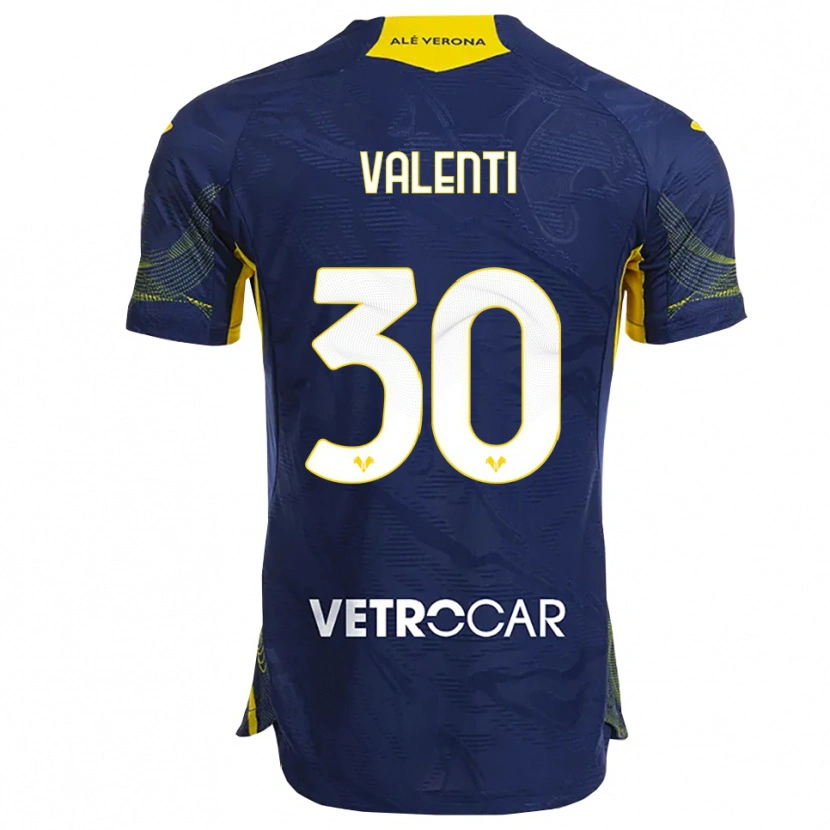 Danxen Enfant Maillot Francesco Valenti #30 Marine Jaune Tenues Domicile 2025/26 T-Shirt