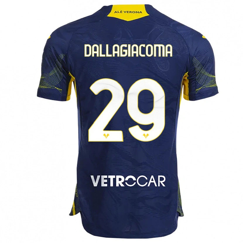 Danxen Enfant Maillot Stefania Dallagiacoma #29 Marine Jaune Tenues Domicile 2025/26 T-Shirt