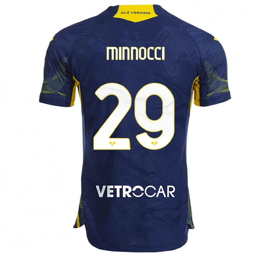 Danxen Enfant Maillot Valerio Minnocci #29 Marine Jaune Tenues Domicile 2025/26 T-Shirt