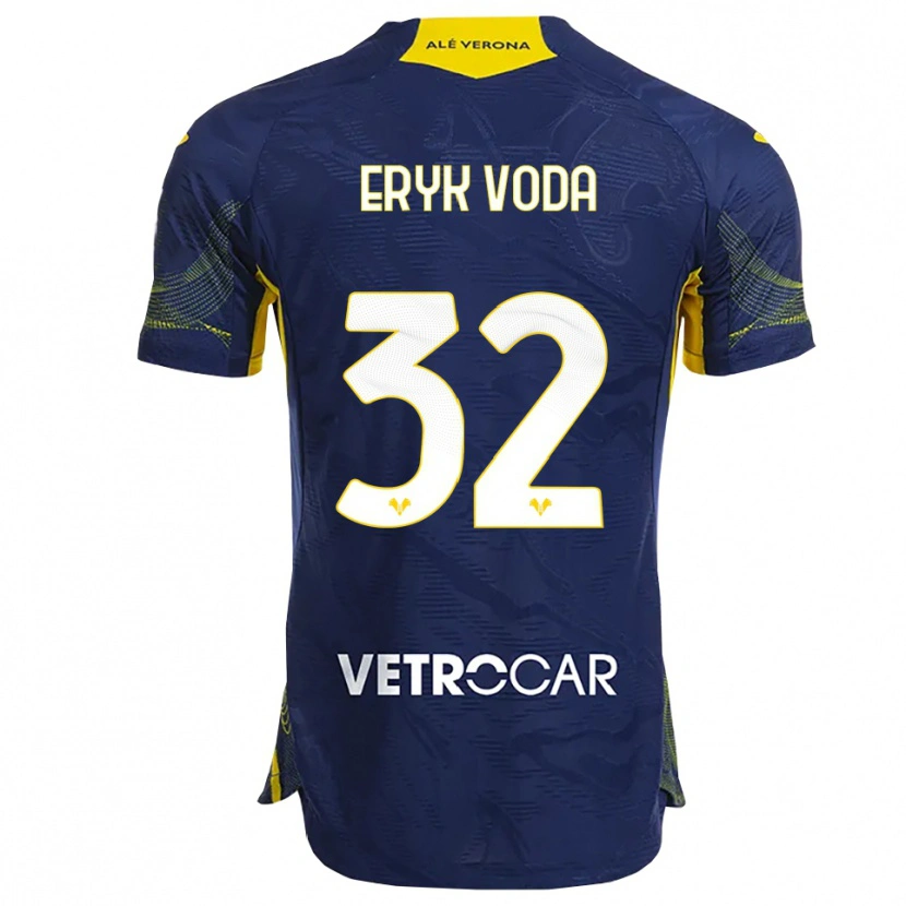 Danxen Enfant Maillot Eryk Vodă #32 Marine Jaune Tenues Domicile 2025/26 T-Shirt