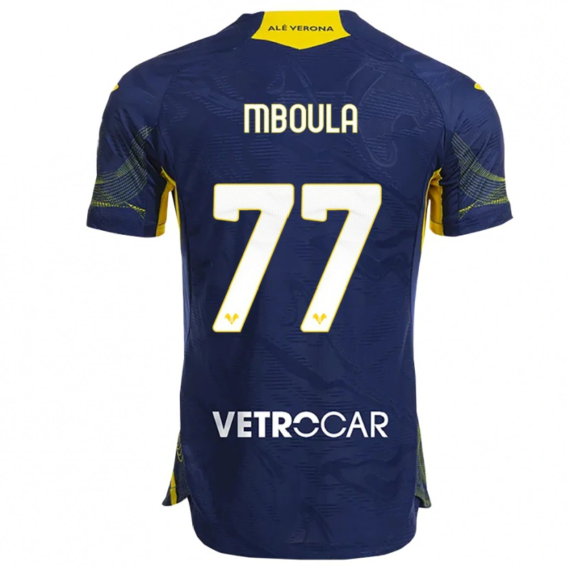 Danxen Enfant Maillot Jordi Mboula #77 Marine Jaune Tenues Domicile 2025/26 T-Shirt