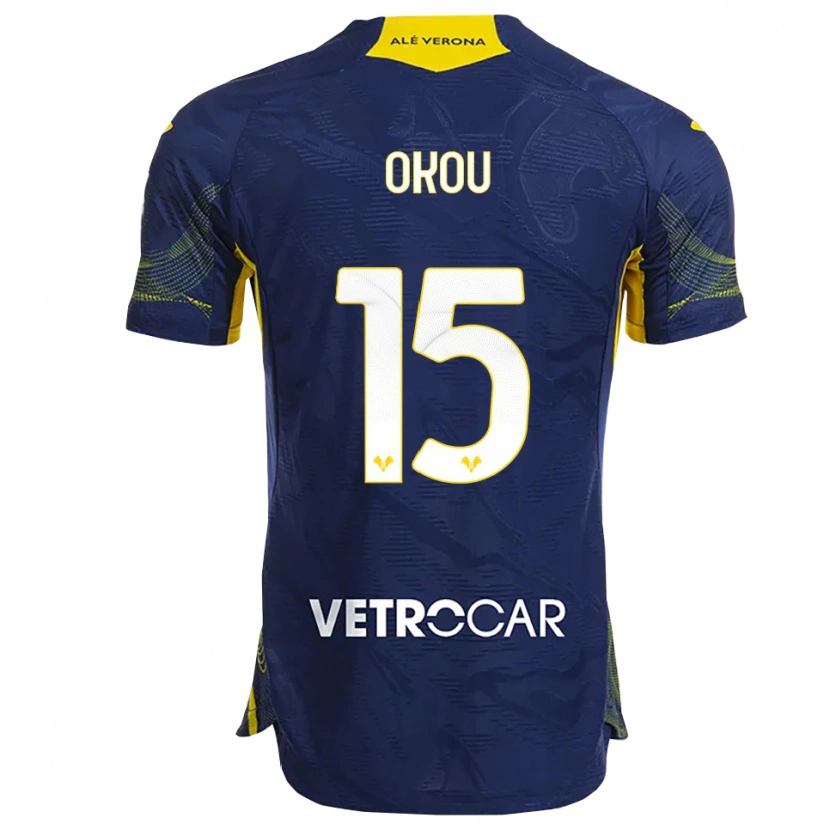 Danxen Enfant Maillot Yllan Okou #15 Marine Jaune Tenues Domicile 2025/26 T-Shirt