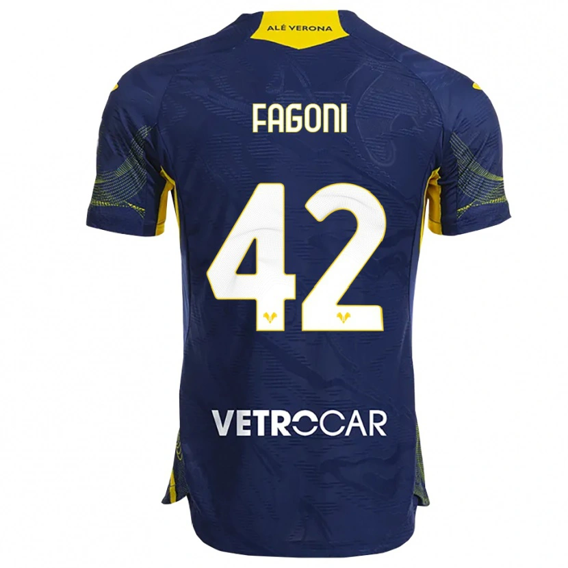 Danxen Enfant Maillot Marco Fagoni #42 Marine Jaune Tenues Domicile 2025/26 T-Shirt