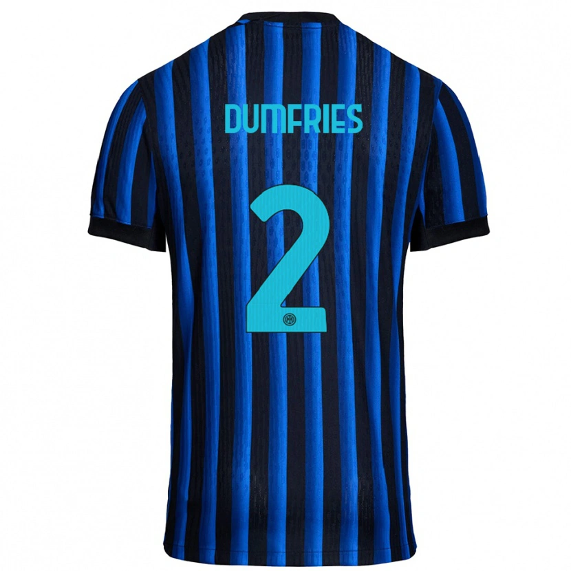 Danxen Enfant Maillot Denzel Dumfries #2 Noir Bleu Tenues Domicile 2025/26 T-Shirt