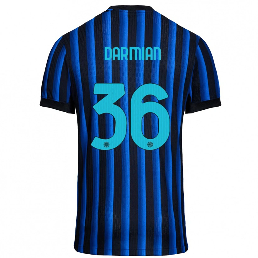 Danxen Enfant Maillot Matteo Darmian #36 Noir Bleu Tenues Domicile 2025/26 T-Shirt