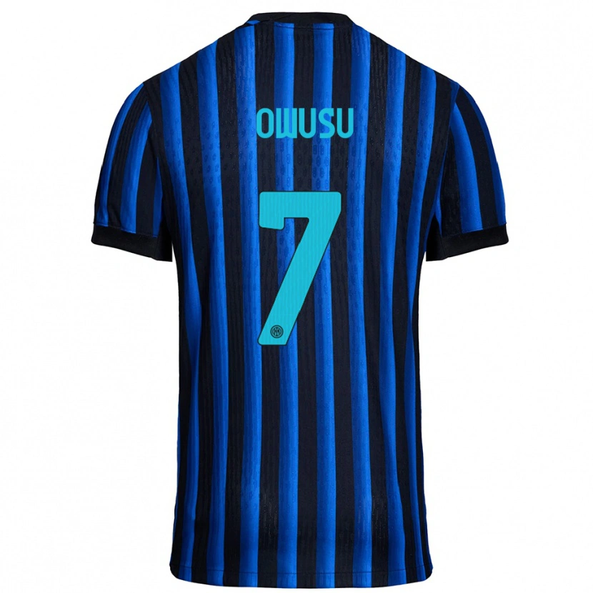 Danxen Enfant Maillot Enoch Owusu #7 Noir Bleu Tenues Domicile 2025/26 T-Shirt