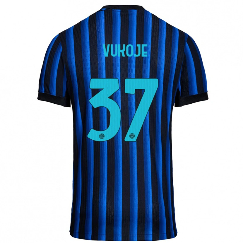 Danxen Enfant Maillot Andrija Vukoje #37 Noir Bleu Tenues Domicile 2025/26 T-Shirt