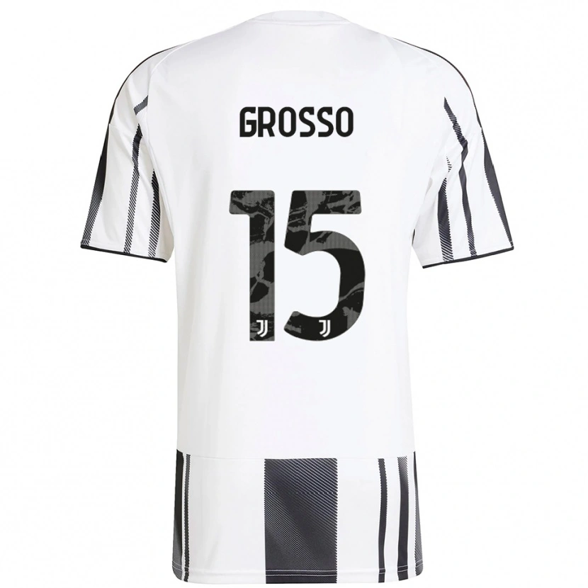 Danxen Enfant Maillot Julia Grosso #15 Blanc Noir Tenues Domicile 2025/26 T-Shirt