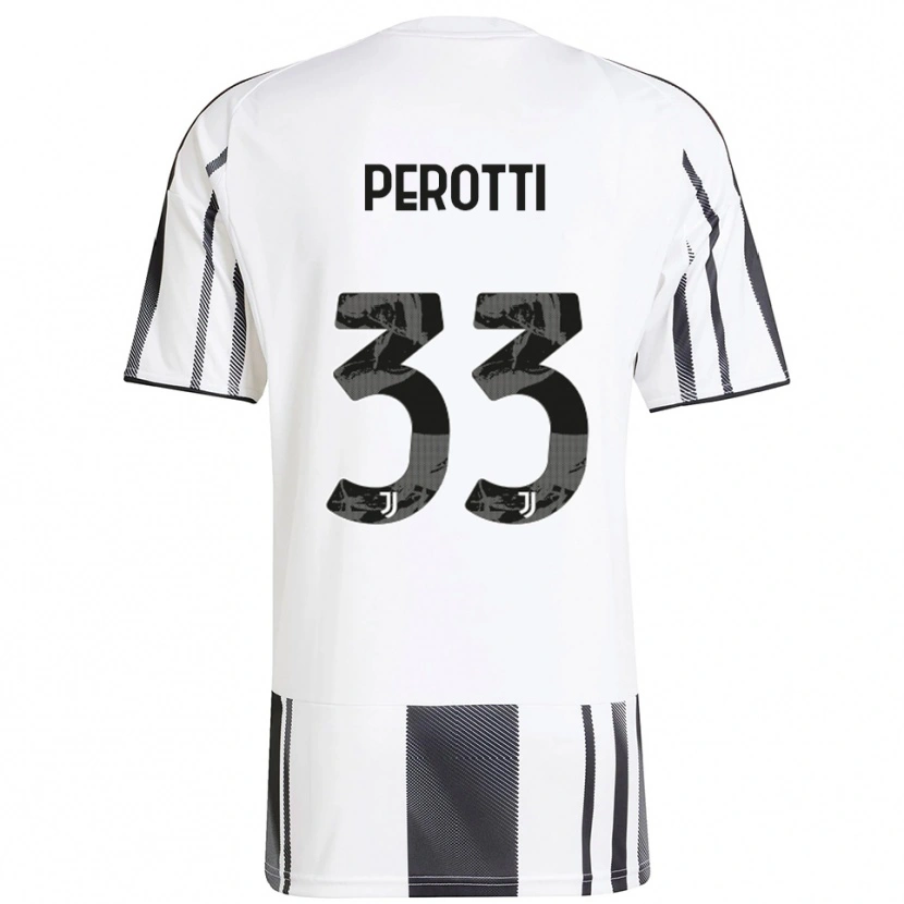 Danxen Enfant Maillot Clemente Perotti #33 Blanc Noir Tenues Domicile 2025/26 T-Shirt