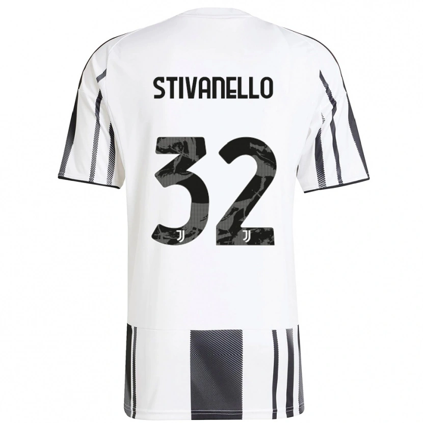 Danxen Enfant Maillot Riccardo Stivanello #32 Blanc Noir Tenues Domicile 2025/26 T-Shirt