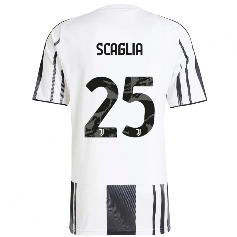 Danxen Enfant Maillot Simone Scaglia #25 Blanc Noir Tenues Domicile 2025/26 T-Shirt