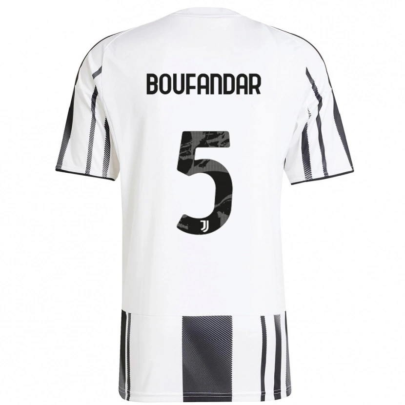 Danxen Enfant Maillot Adam Boufandar #5 Blanc Noir Tenues Domicile 2025/26 T-Shirt