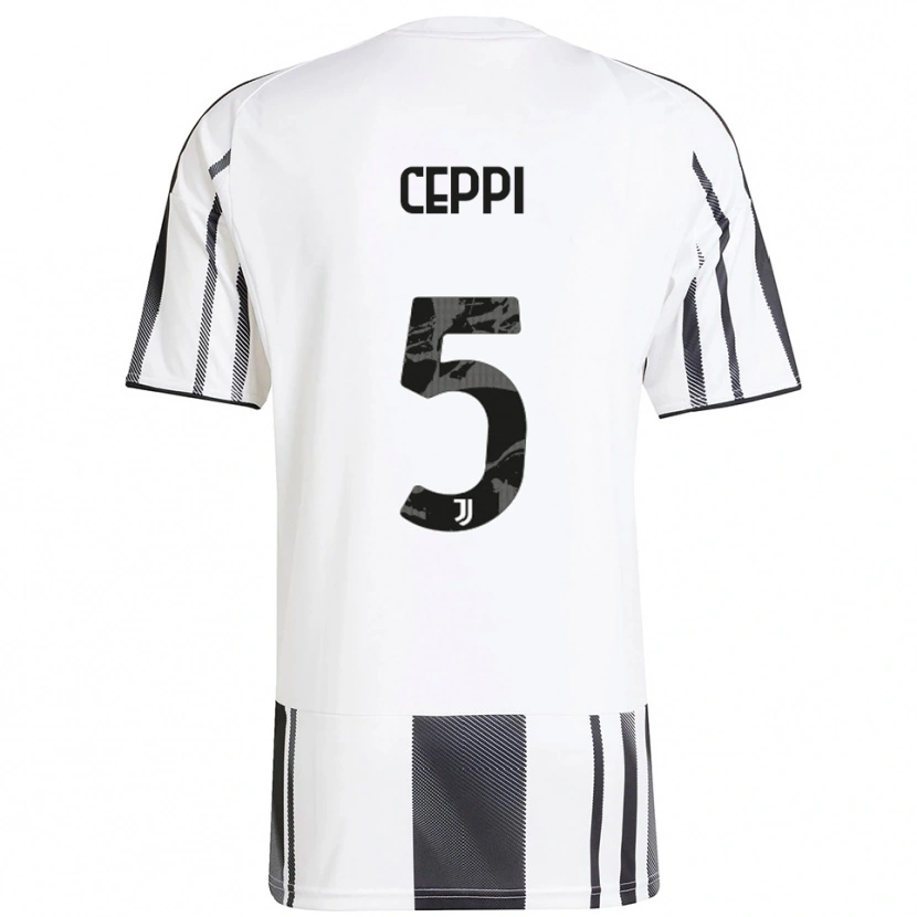 Danxen Enfant Maillot Paolo Ceppi #5 Blanc Noir Tenues Domicile 2025/26 T-Shirt