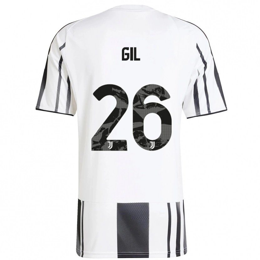 Danxen Enfant Maillot Javier Gil #26 Blanc Noir Tenues Domicile 2025/26 T-Shirt