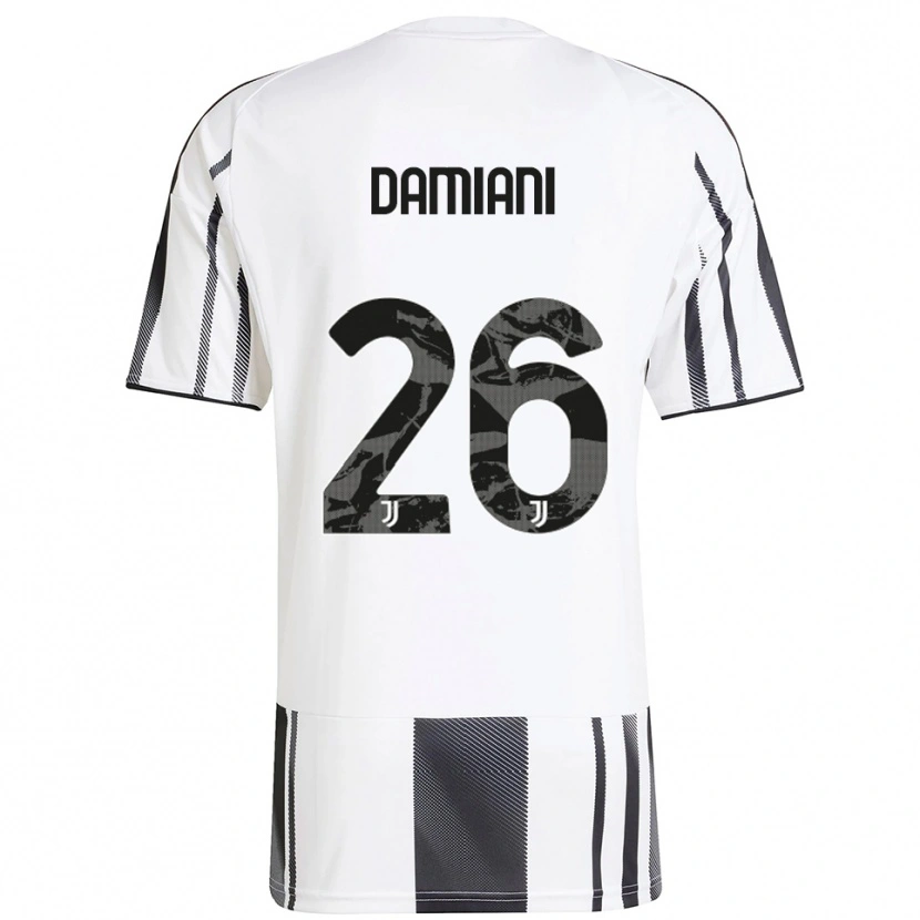 Danxen Enfant Maillot Samuele Damiani #26 Blanc Noir Tenues Domicile 2025/26 T-Shirt