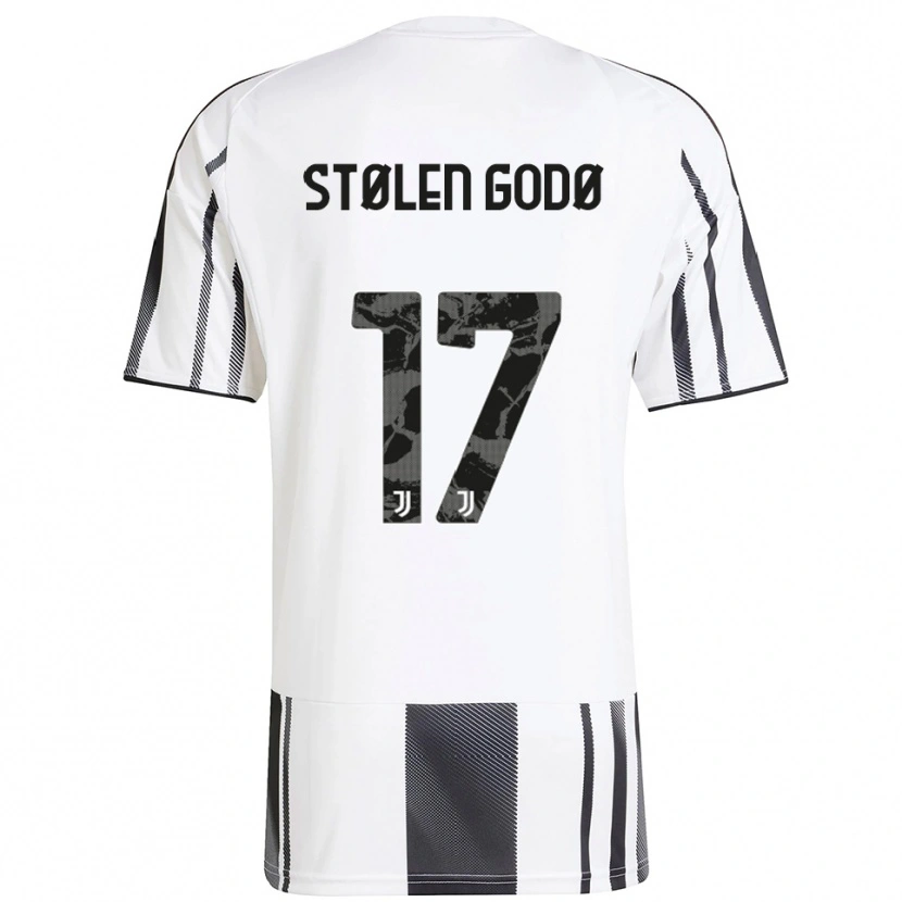 Danxen Enfant Maillot Emma Stølen Godø #17 Blanc Noir Tenues Domicile 2025/26 T-Shirt