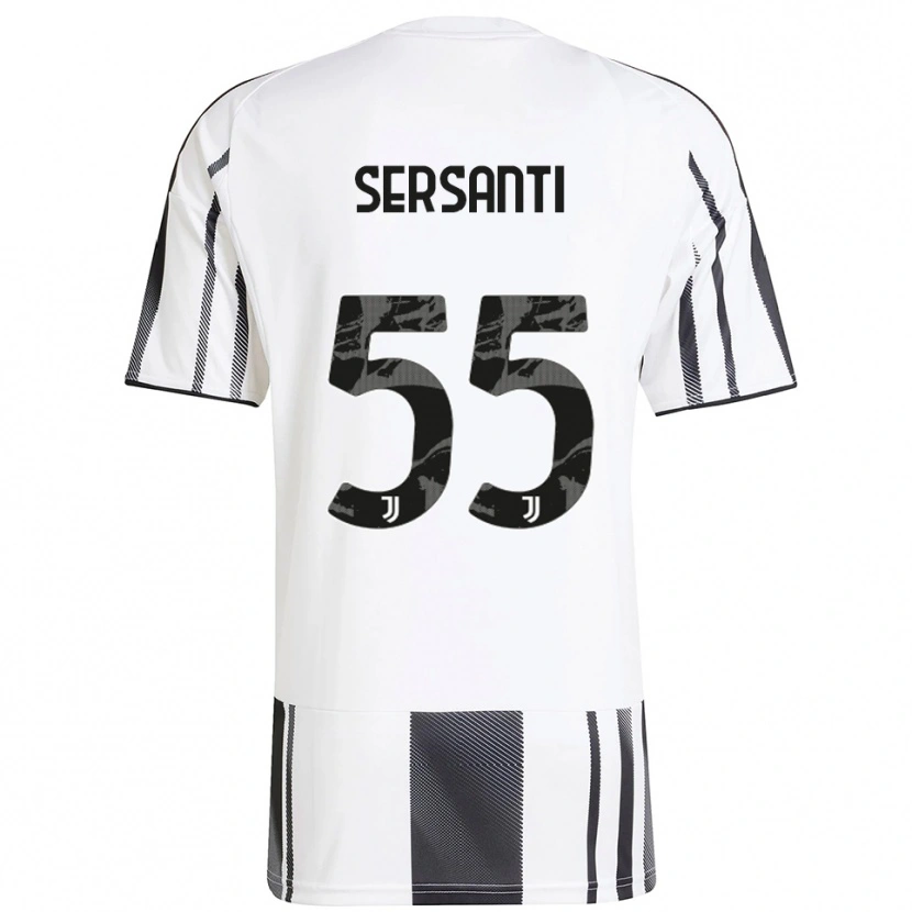 Danxen Enfant Maillot Alessandro Sersanti #55 Blanc Noir Tenues Domicile 2025/26 T-Shirt