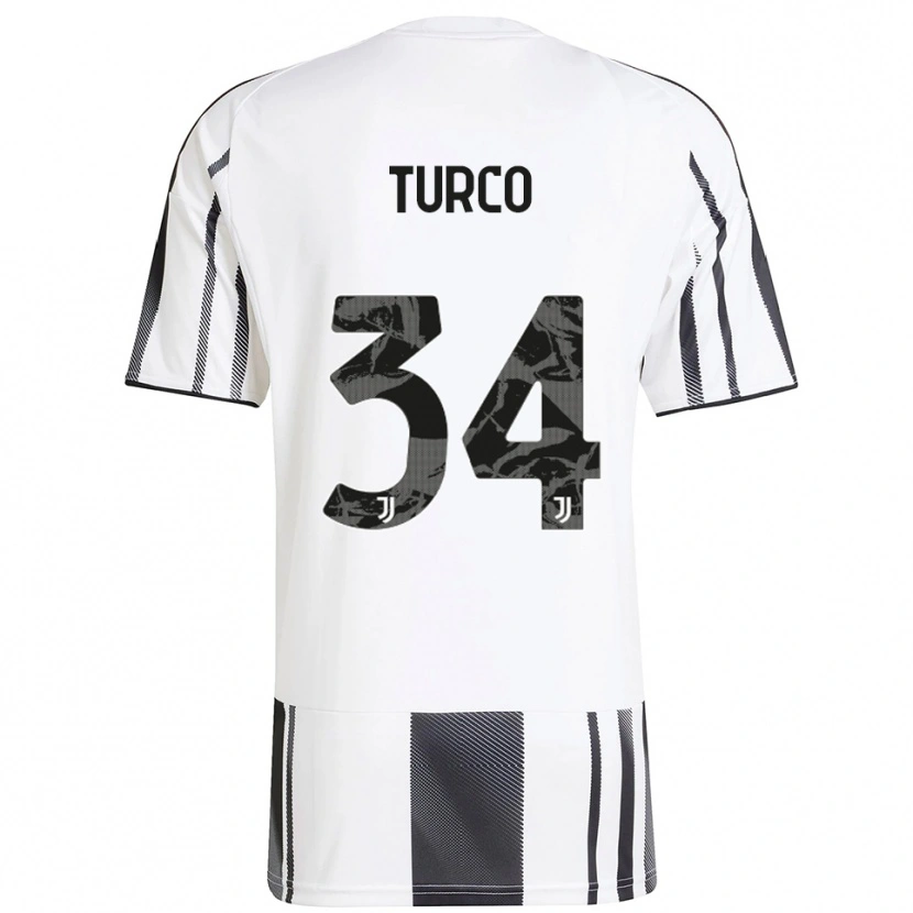 Danxen Enfant Maillot Stefano Turco #34 Blanc Noir Tenues Domicile 2025/26 T-Shirt