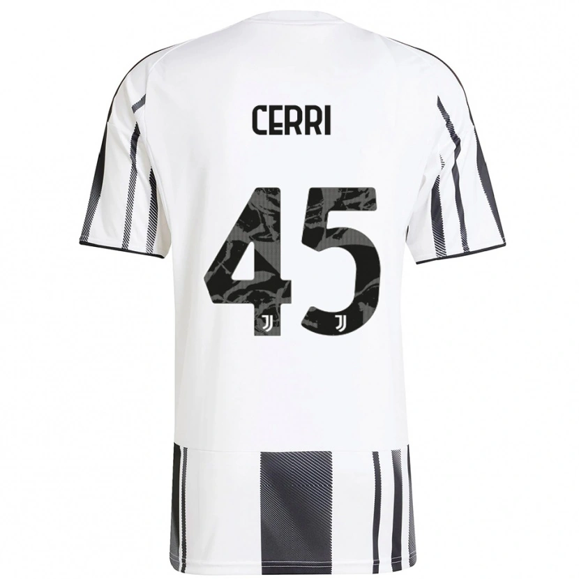 Danxen Enfant Maillot Leonardo Cerri #45 Blanc Noir Tenues Domicile 2025/26 T-Shirt