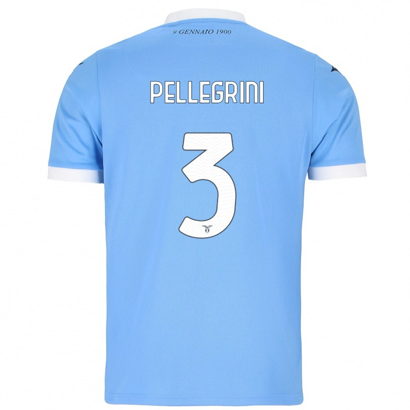 Danxen Enfant Maillot Luca Pellegrini #3 Bleu Ciel Blanc Tenues Domicile 2025/26 T-Shirt