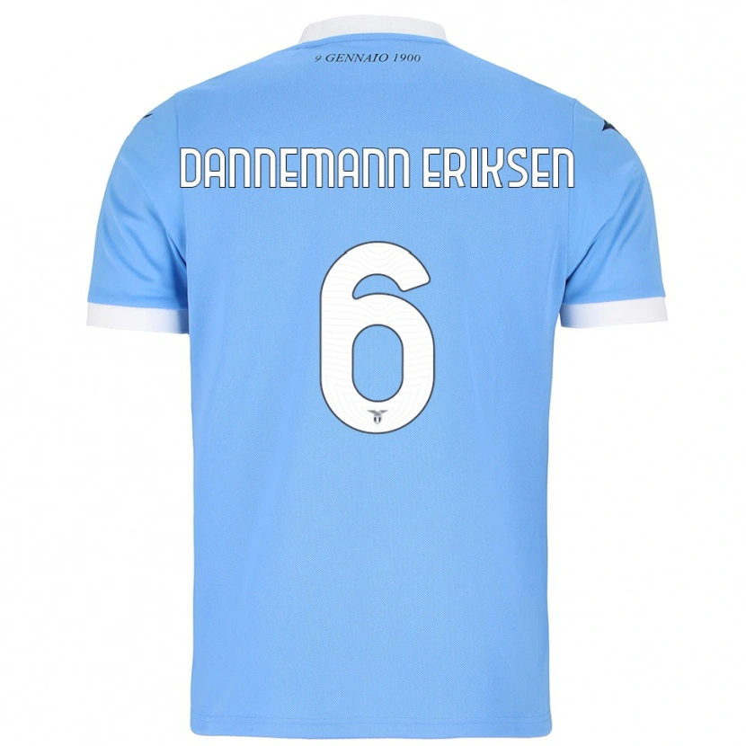 Danxen Enfant Maillot Louise Dannemann Eriksen #6 Bleu Ciel Blanc Tenues Domicile 2025/26 T-Shirt