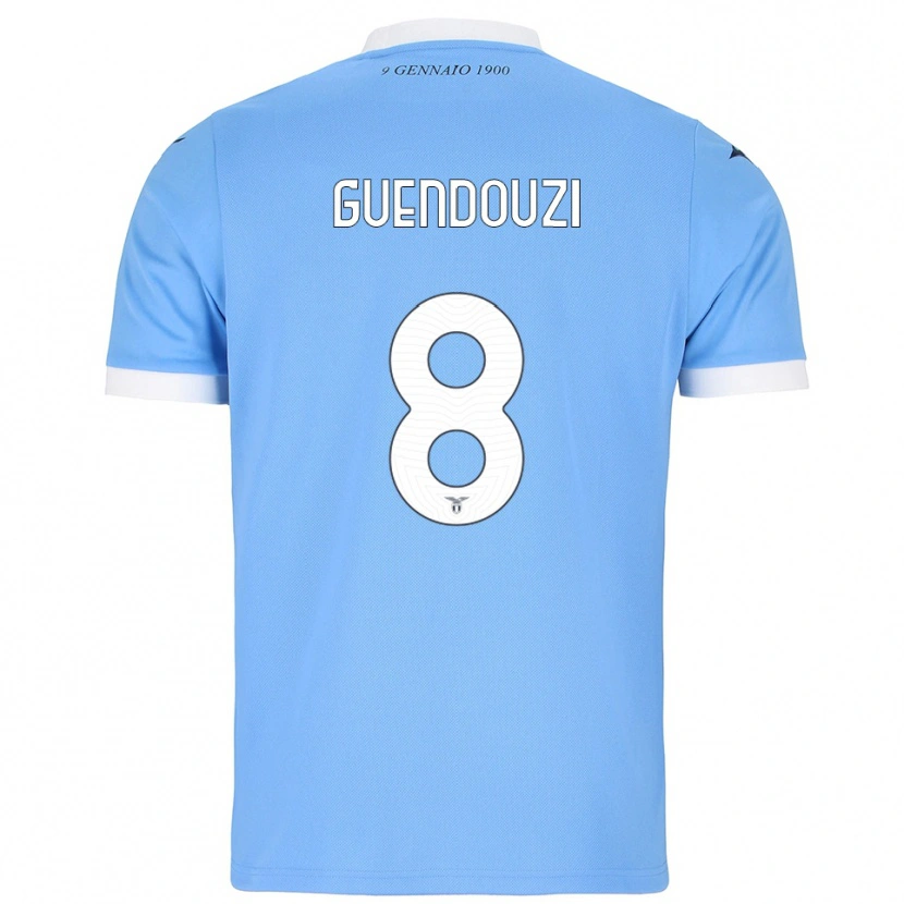 Danxen Enfant Maillot Mattéo Guendouzi #8 Bleu Ciel Blanc Tenues Domicile 2025/26 T-Shirt