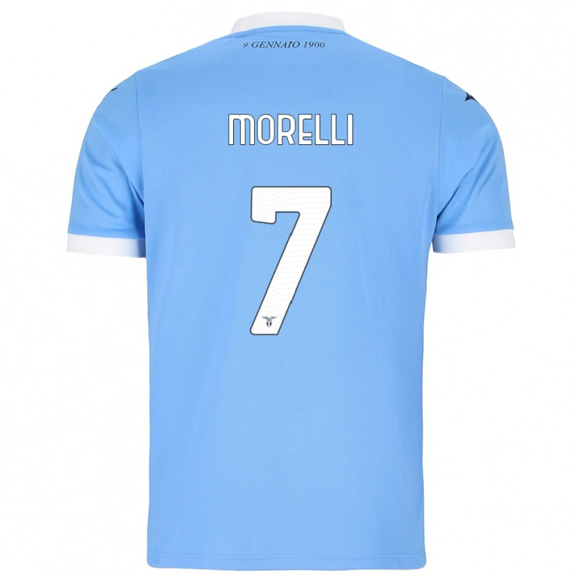 Danxen Enfant Maillot Matteo Morelli #7 Bleu Ciel Blanc Tenues Domicile 2025/26 T-Shirt