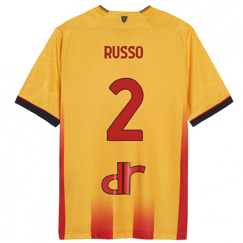 Danxen Enfant Maillot Luca Russo #2 Jaune Orange Tenues Domicile 2025/26 T-Shirt