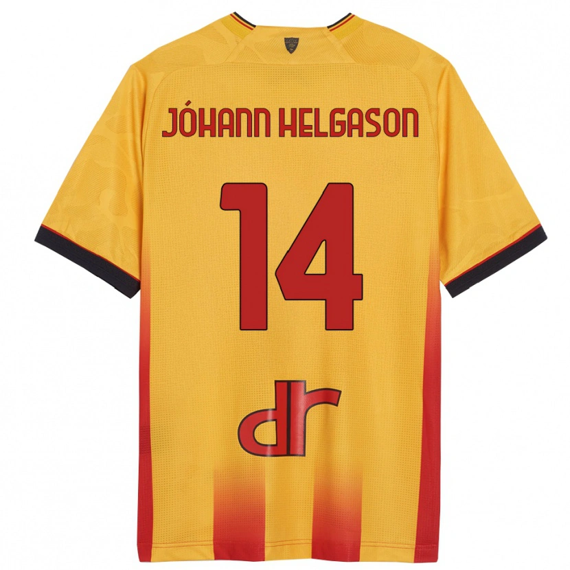 Danxen Enfant Maillot Thórir Jóhann Helgason #14 Jaune Orange Tenues Domicile 2025/26 T-Shirt