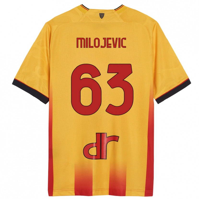 Danxen Enfant Maillot Nemanja Milojevic #63 Jaune Orange Tenues Domicile 2025/26 T-Shirt