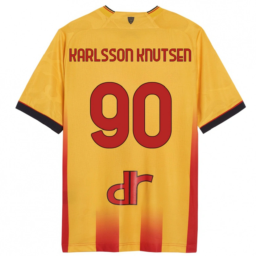 Danxen Enfant Maillot Storm Karlsson Knutsen #90 Jaune Orange Tenues Domicile 2025/26 T-Shirt