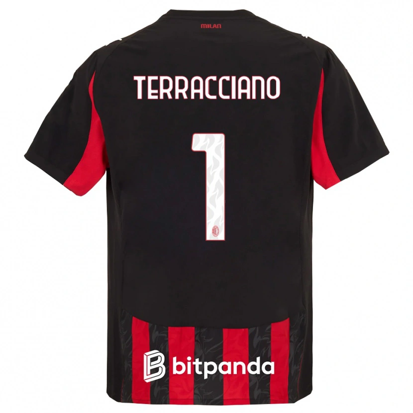Danxen Enfant Maillot Pietro Terracciano #1 Rouge Noir Tenues Domicile 2025/26 T-Shirt