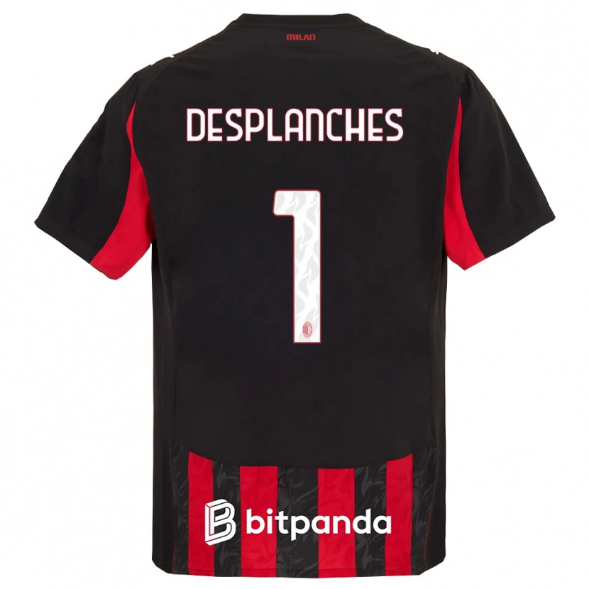 Danxen Enfant Maillot Sebastiano Desplanches #1 Rouge Noir Tenues Domicile 2025/26 T-Shirt
