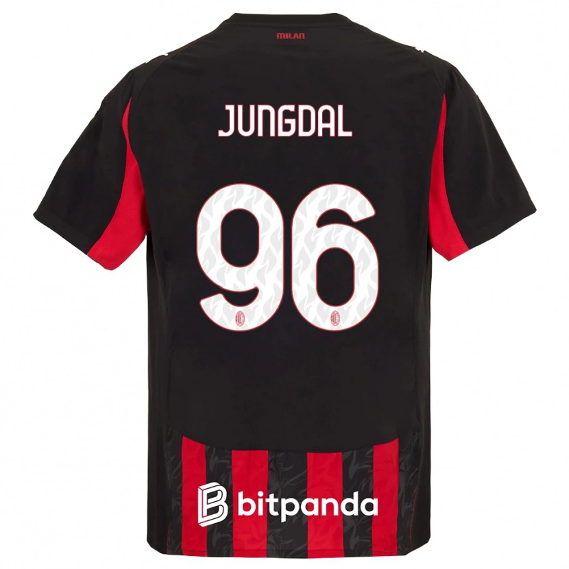 Danxen Enfant Maillot Andreas Jungdal #96 Rouge Noir Tenues Domicile 2025/26 T-Shirt